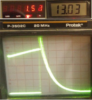Probe across load 5uS time div